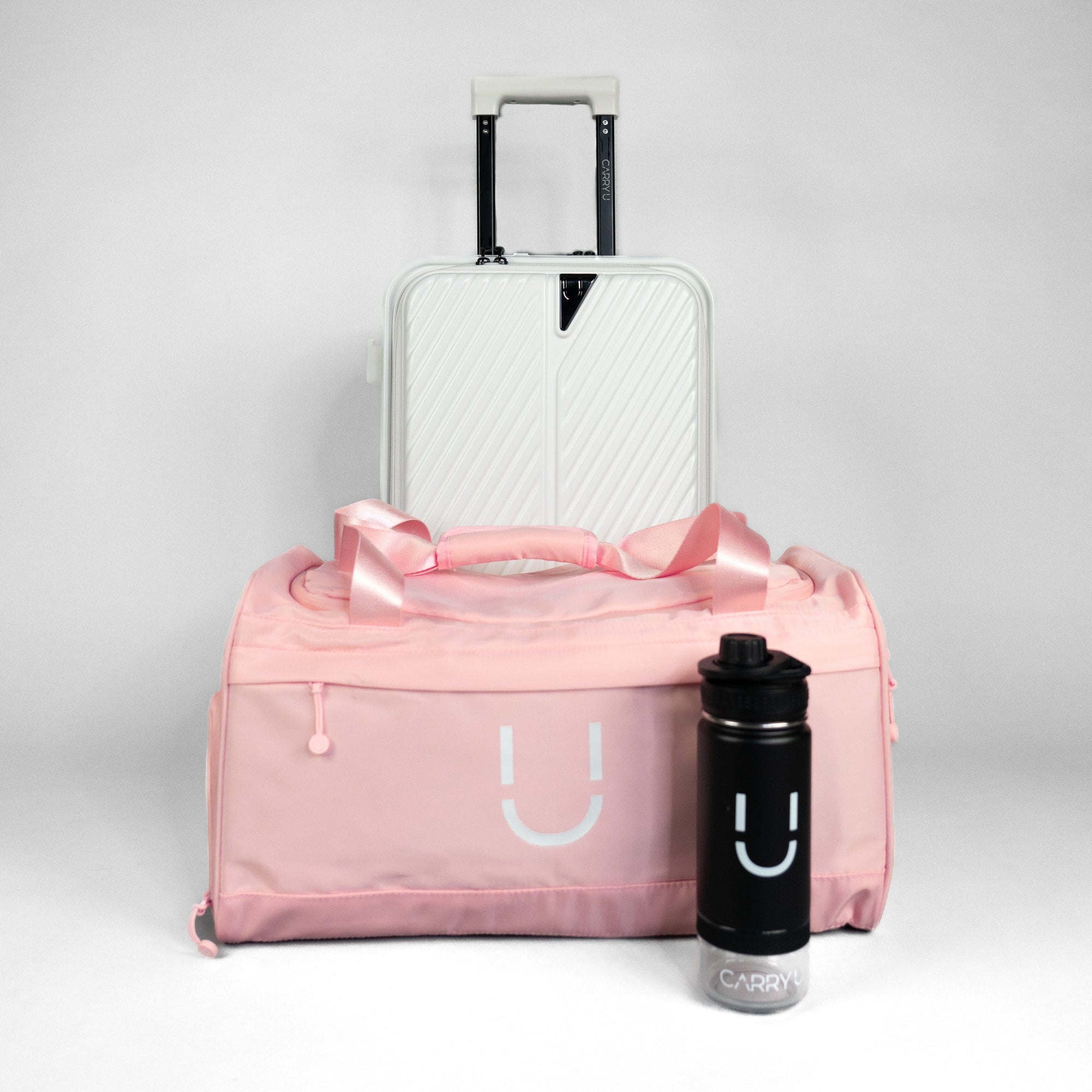 Carry-on + Sac + Bouteille CARRY U Pink Blanc