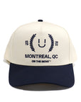 Casquette Ü CAP Montréal QC crème visière marine lauriers vue de face
