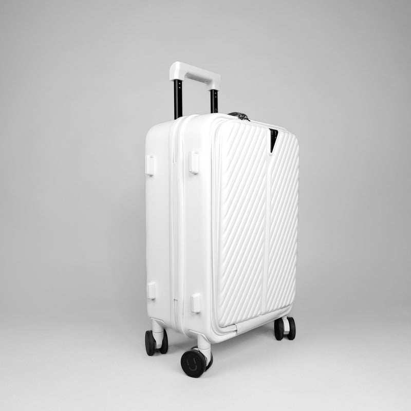 Valise PÜRE blanche détail extérieur