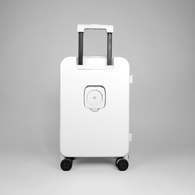 Valise PÜRE blanche détail roues 360°