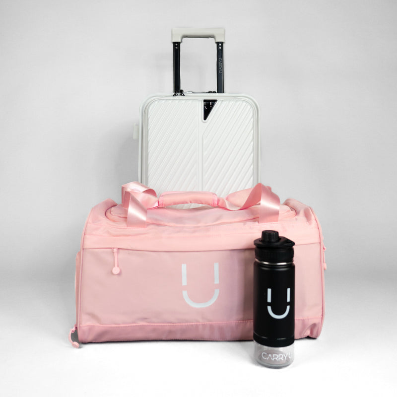 Carry-on + Sac + Bouteille CARRY U Pink Blanc 
